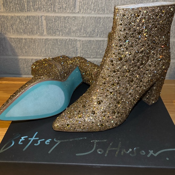 Betsey Johnson Shoes - Betsey Johnson Sparkling Gold Ankle Booties